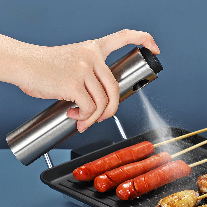 304 Stainless Steel Oil Spray Bottle Kitchen Household Push-type Glass Oil Pot Barbecue Seasoning Spray Oil Pot