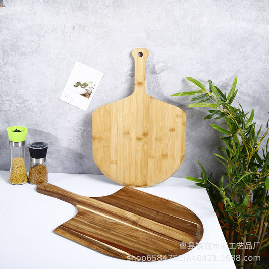 Bamboo Wood Pizza Tray Wooden Fan Steak Pastry Fruit Snack Baking Tableware Tray Handle Can Hang