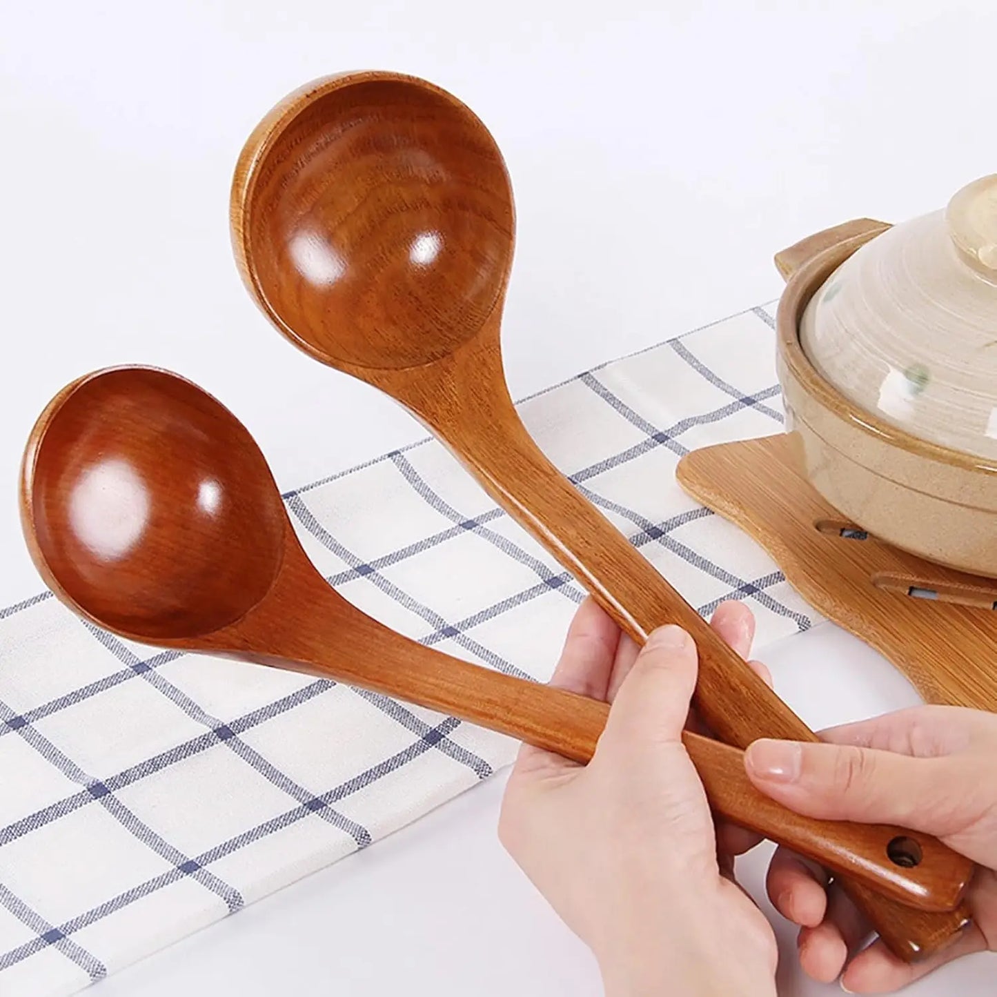 Kitchen Accessories Japanese Solid Soup Ladle Long Handle Hot Pot Spoon Kitchen Cooking Utensil Spoon Porridge Spoon