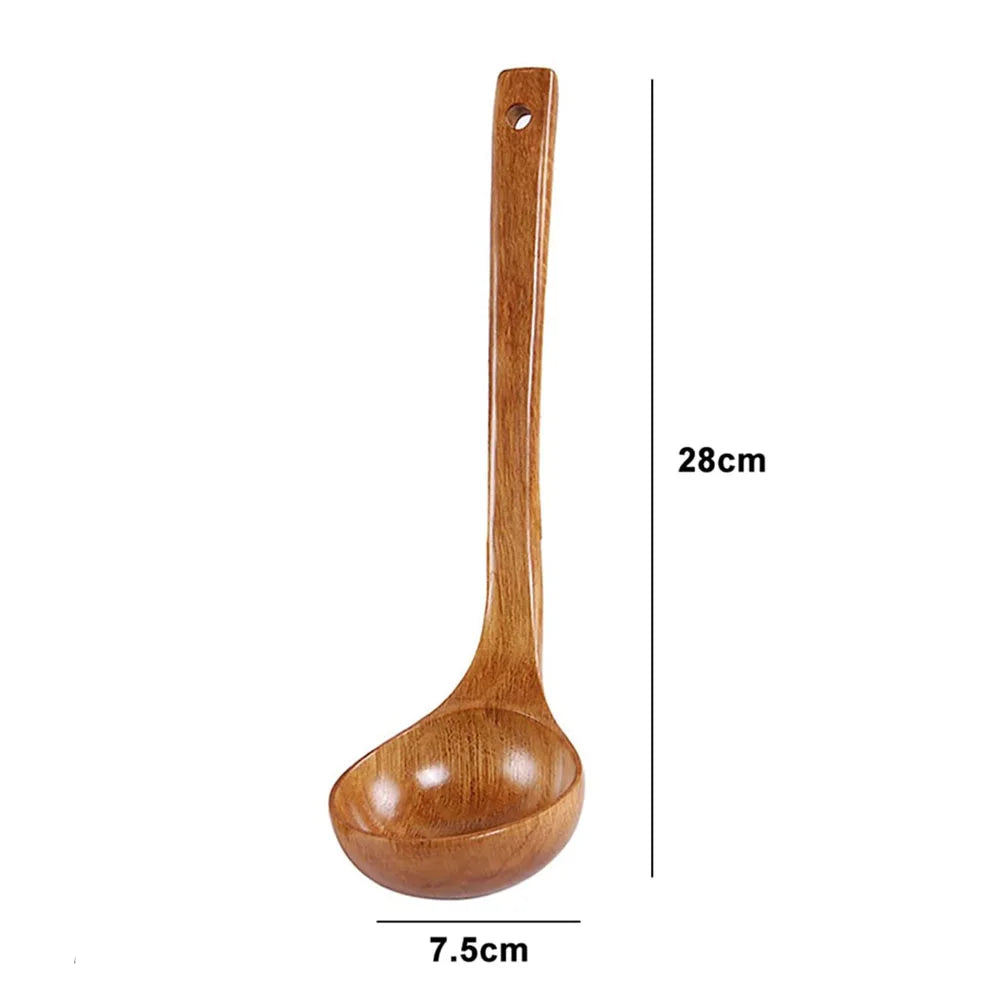 Kitchen Accessories Japanese Solid Soup Ladle Long Handle Hot Pot Spoon Kitchen Cooking Utensil Spoon Porridge Spoon